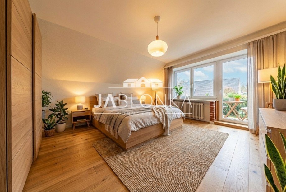 Schlafzimmer mit Balkon (digital renoviert) Einfamilienhaus Bad Oldesloe / Am Poggensee
