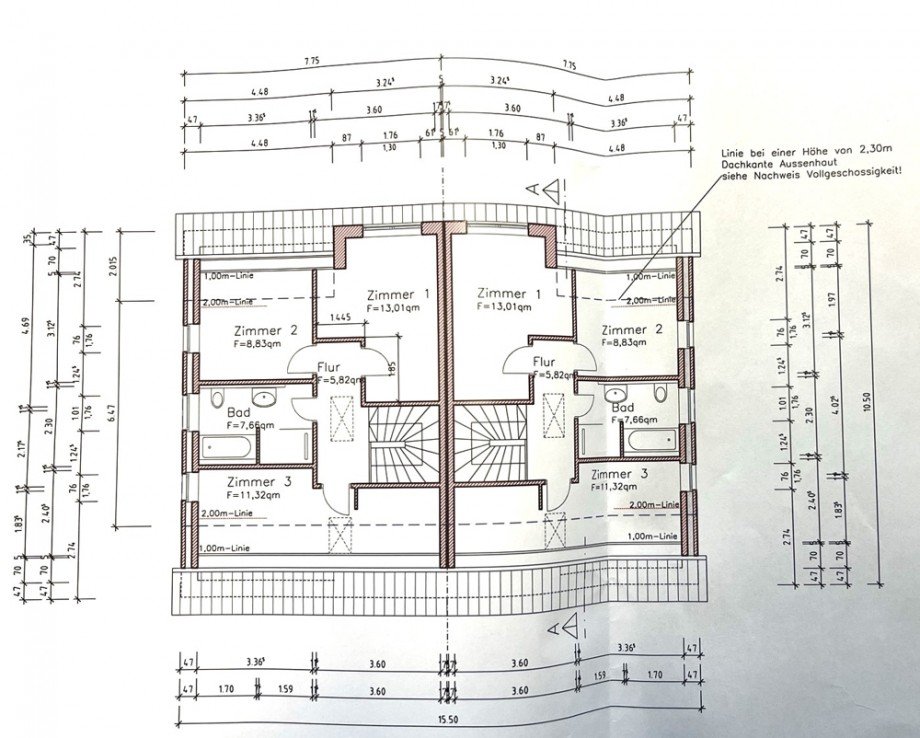 Grundriss OG Doppelhaush�lfte Lehmrade