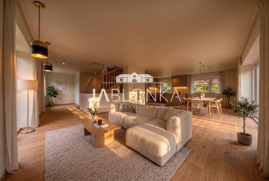 Wohnzimmer (digital renoviert) Einfamilienhaus Hollenbek
