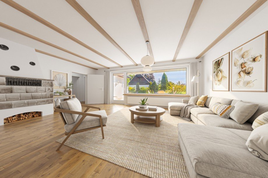 Wohnzimmer (digital renoviert) Einfamilienhaus Grambek