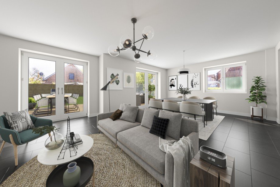 Wohnzimmer Doppelhaush�lfte Lehmrade